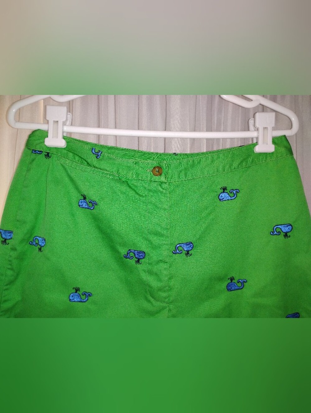 Lilly Pulitzer Women's White Label Green Embroidered Whales Cropped Pants Size 8